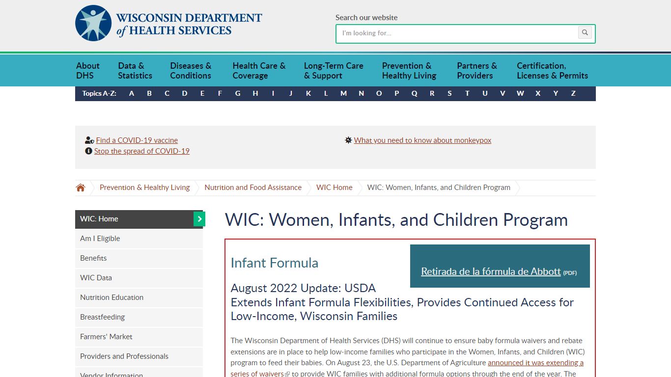 WIC: Women, Infants, and Children Program | Wisconsin Department of ...
